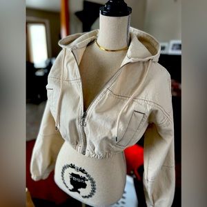 BDG COTTON CROPPED HOODIE JACKET